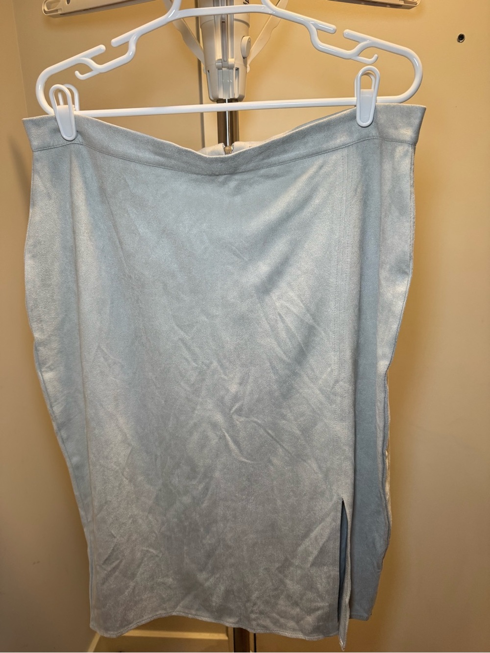 Missguided Light Blue Pencil Midi Skirt with Side Slit